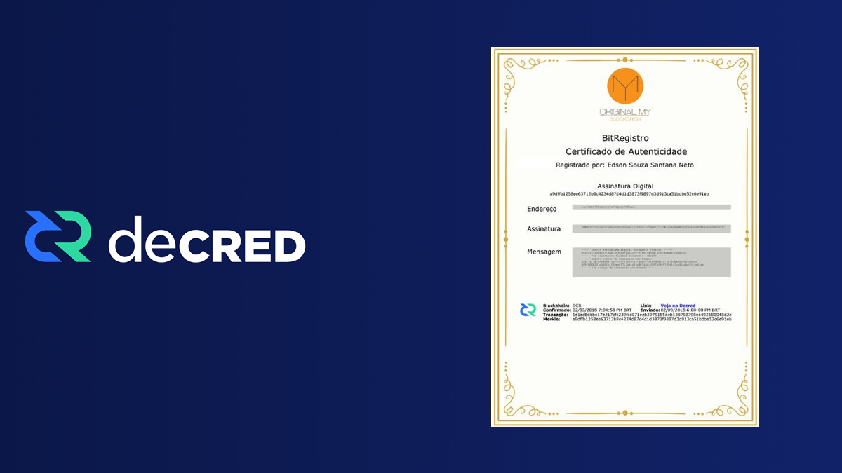Certidão de nascimento Decred