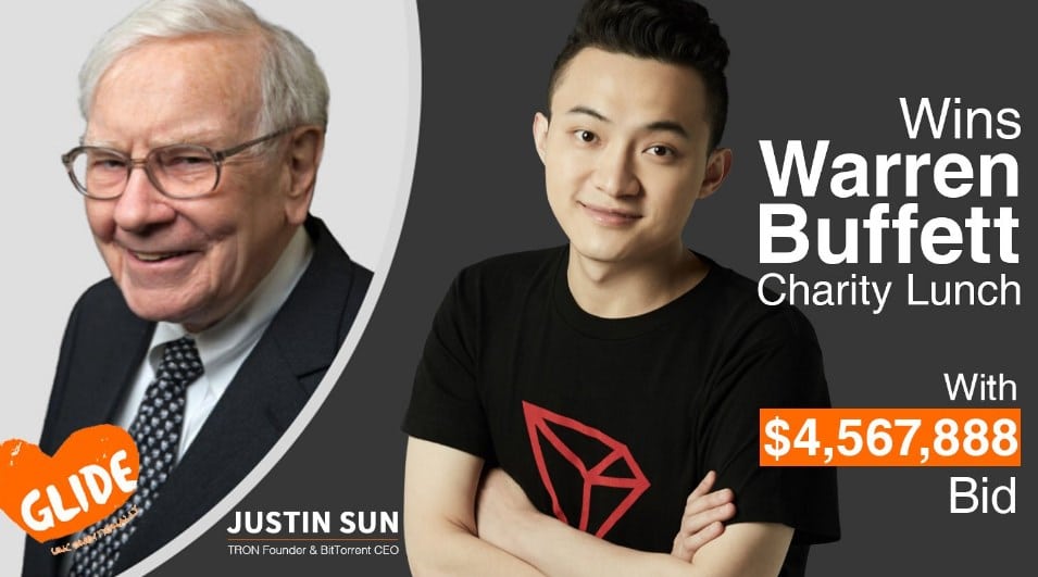 Justin Sun, CEO da Tron, compartilha refeição com Warren Buffett