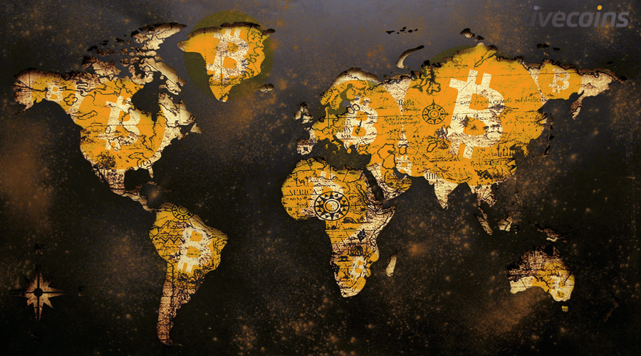 Bitcoin e Mapa do Mundo