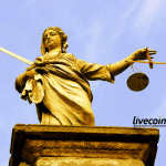 Estátua da Justiça criptomoedas Bitcoin blockchain