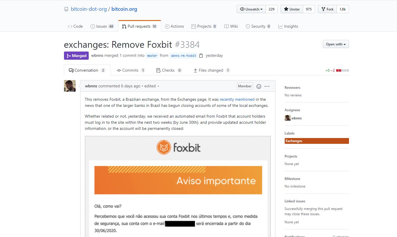 bitcoin org remove foxbit
