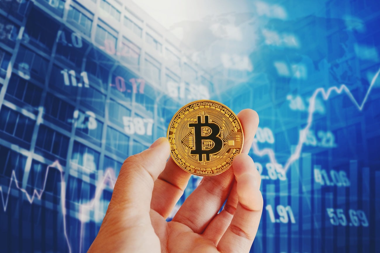 Bitcoin e ações de bolsa de valores Tesla, Amazon, Google, Facebook, Netflix, Apple, Alibaba