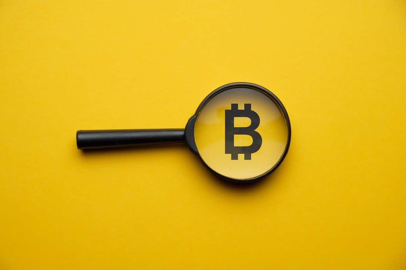 Lupa olhando Bitcoin. Imagem: Freepick