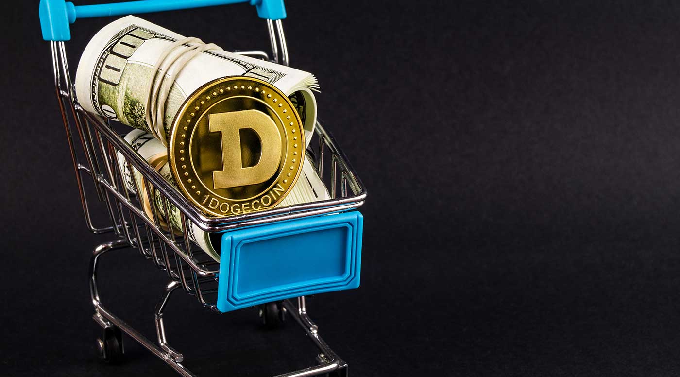 Dogecoin no carrinho de compra