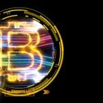 Criptomoeda Bitcoin em laser
