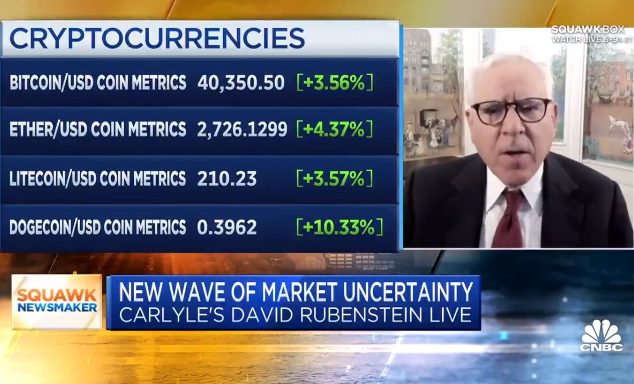David Rubenstein falou sobre Bitcoin e governos