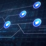 Ícone do Twitter em rede Bitcoin