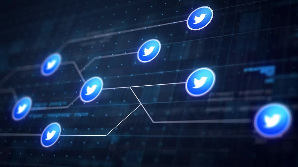 Ícone do Twitter em rede Bitcoin