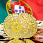 Bandeira de Portugal e Bitcoin