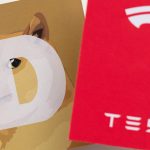 Símbolos da Dogecoin e Tesla