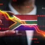 Gráfico de queda na África do Sul, sinal de crise autorização