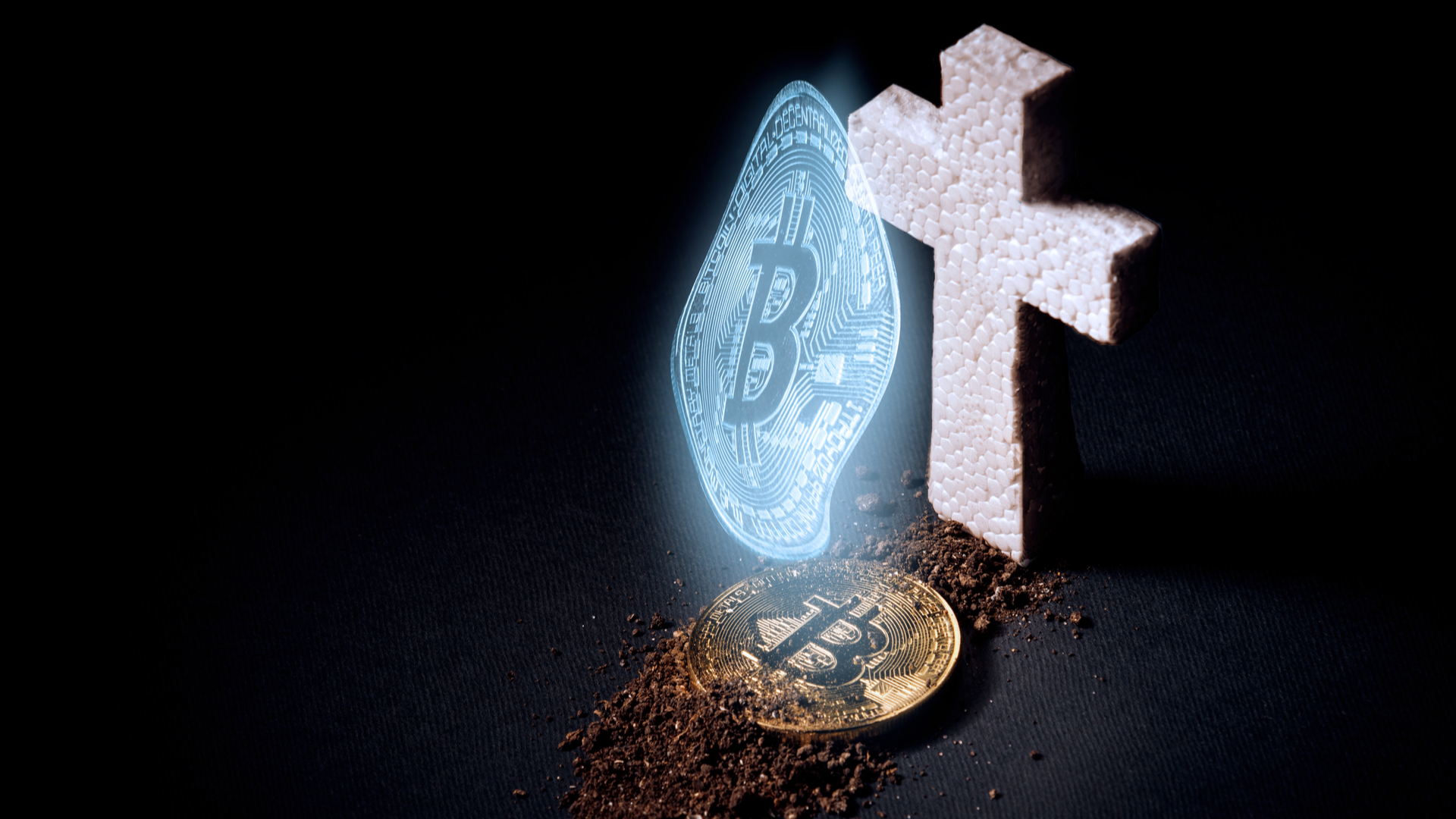 Imagem de enterro do Bitcoin após morte