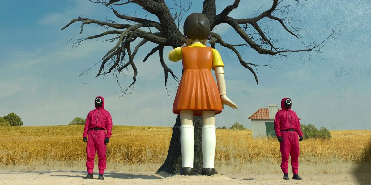 Imagem da série Squid Game da Netflix, no jogo Batatinha Frita 1, 2, 3