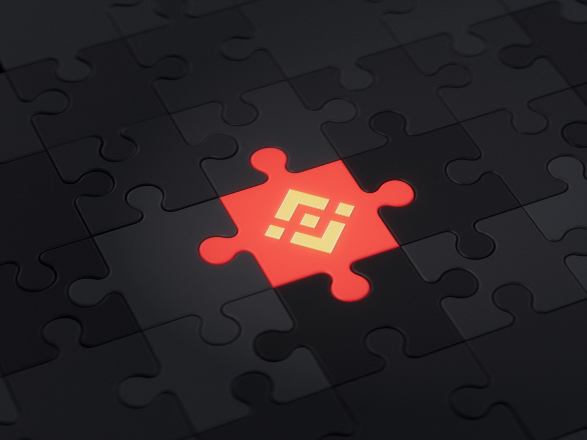 Quebra cabeça da Binance em vermelho, sinal de alerta