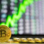 Gráfico do Bitcoin em alta de preço e cotação
