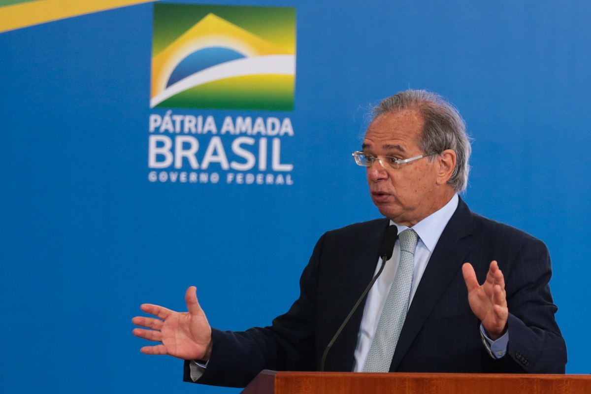 Ministro Paulo Guedes em evento oficial do Ministério da Economia
