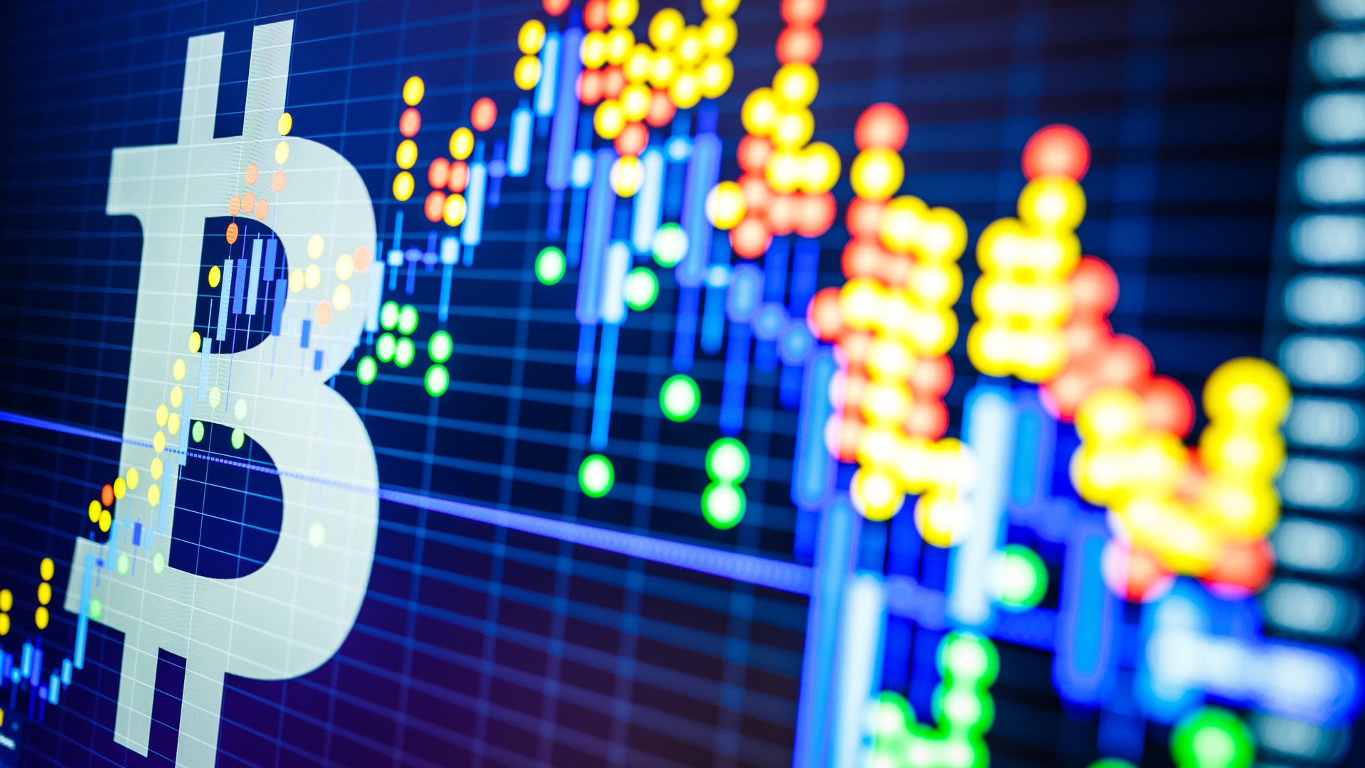Bitcoin em negociações no mercado, criptomoedas e ações