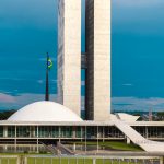 Destaque na cúpula do Senado Federal no edifício do Congresso Nacional