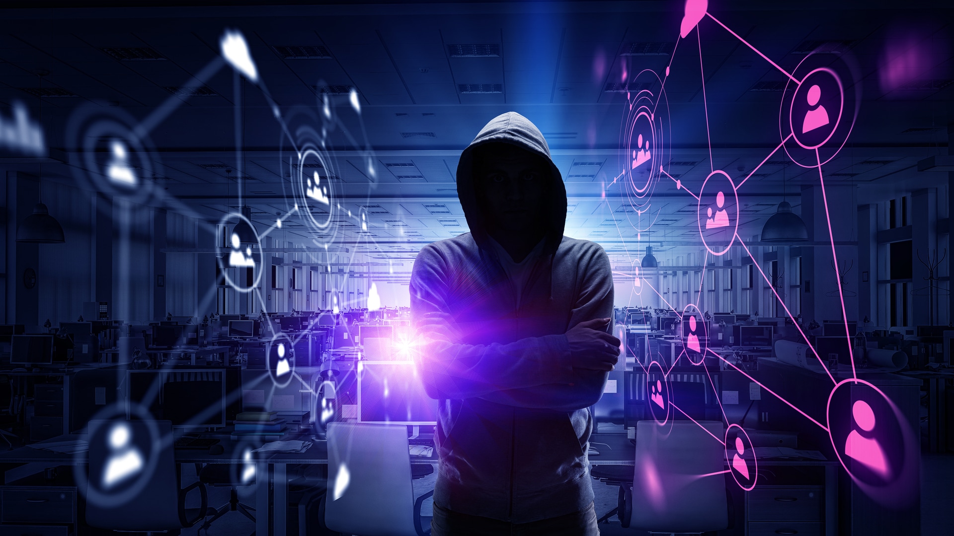 Hacker em ataque a rede