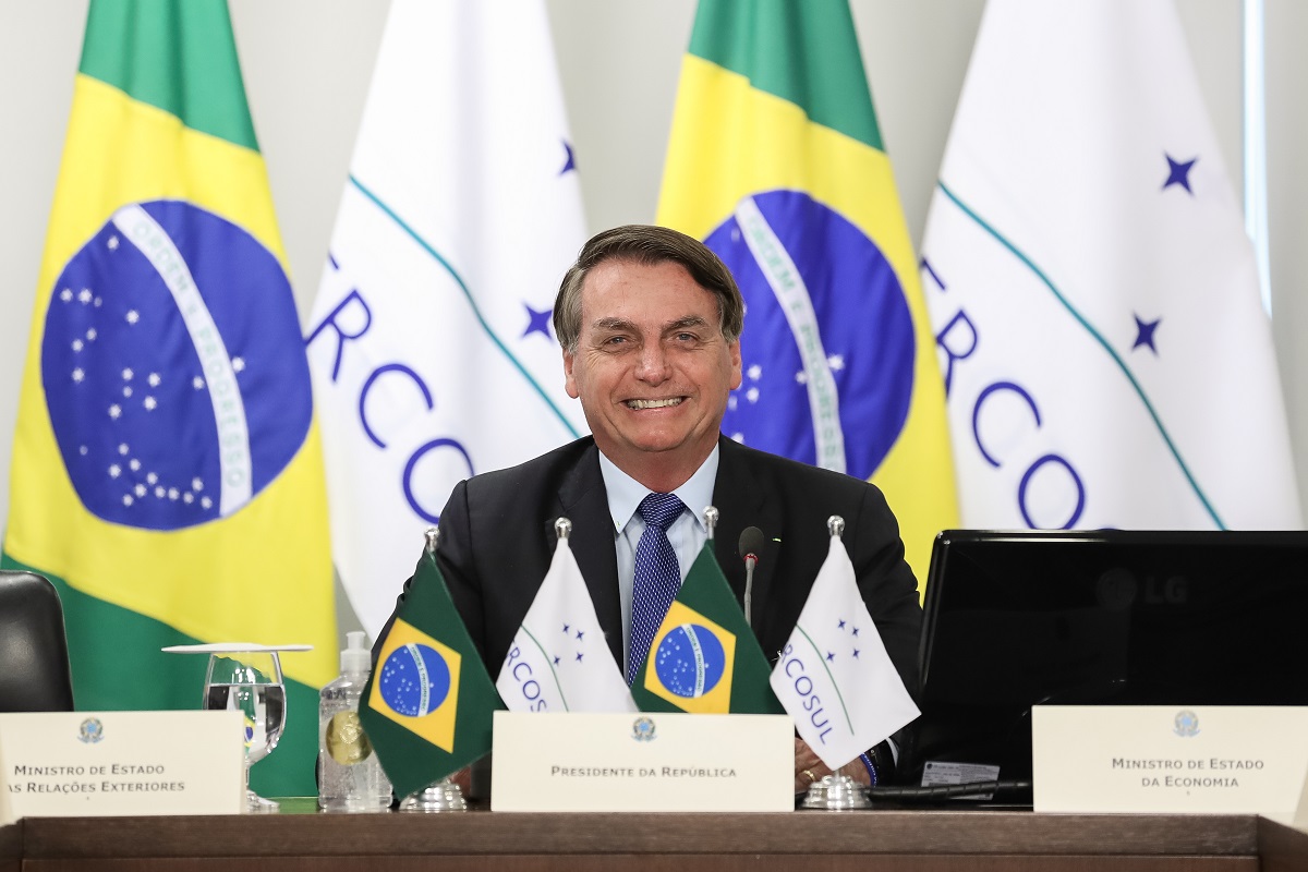 Jair Bolsonaro em participação de reunião do MERCOSUL