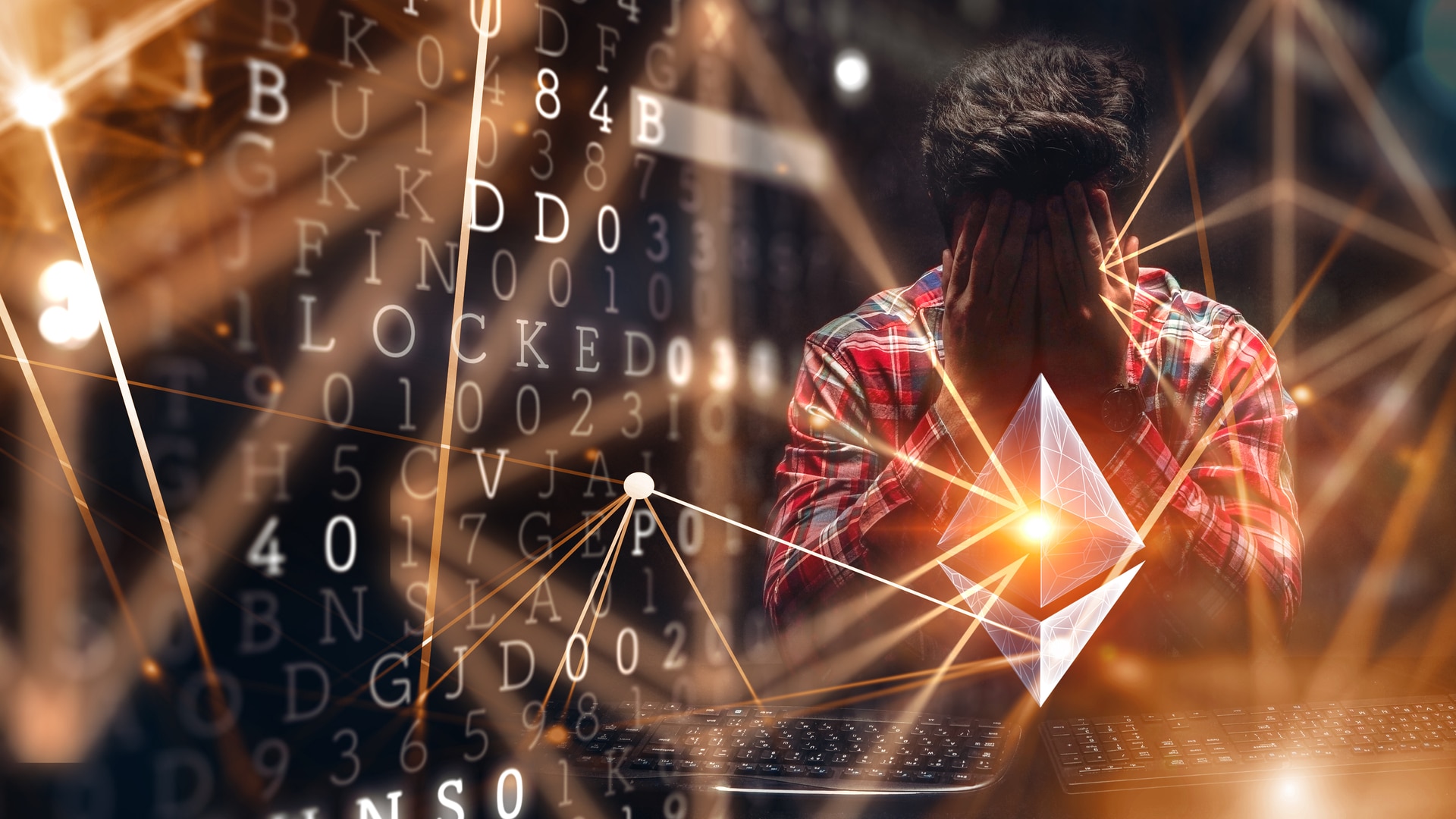 Homem perdido com rede Ethereum