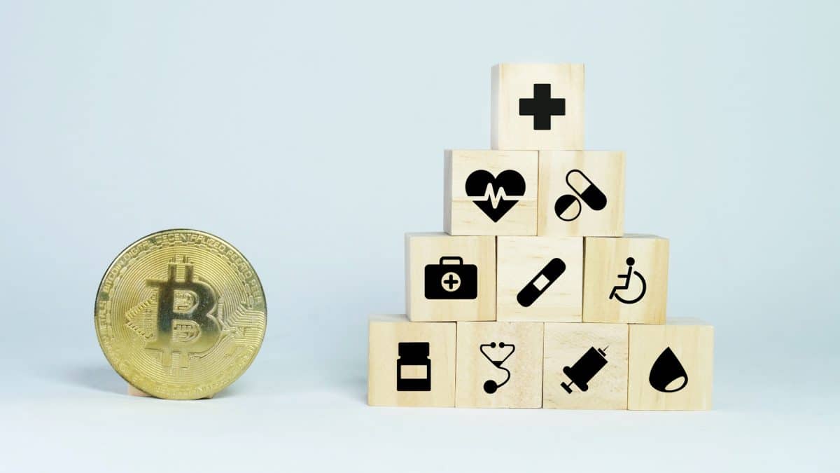 Ícones médicos de saúde e Bitcoin