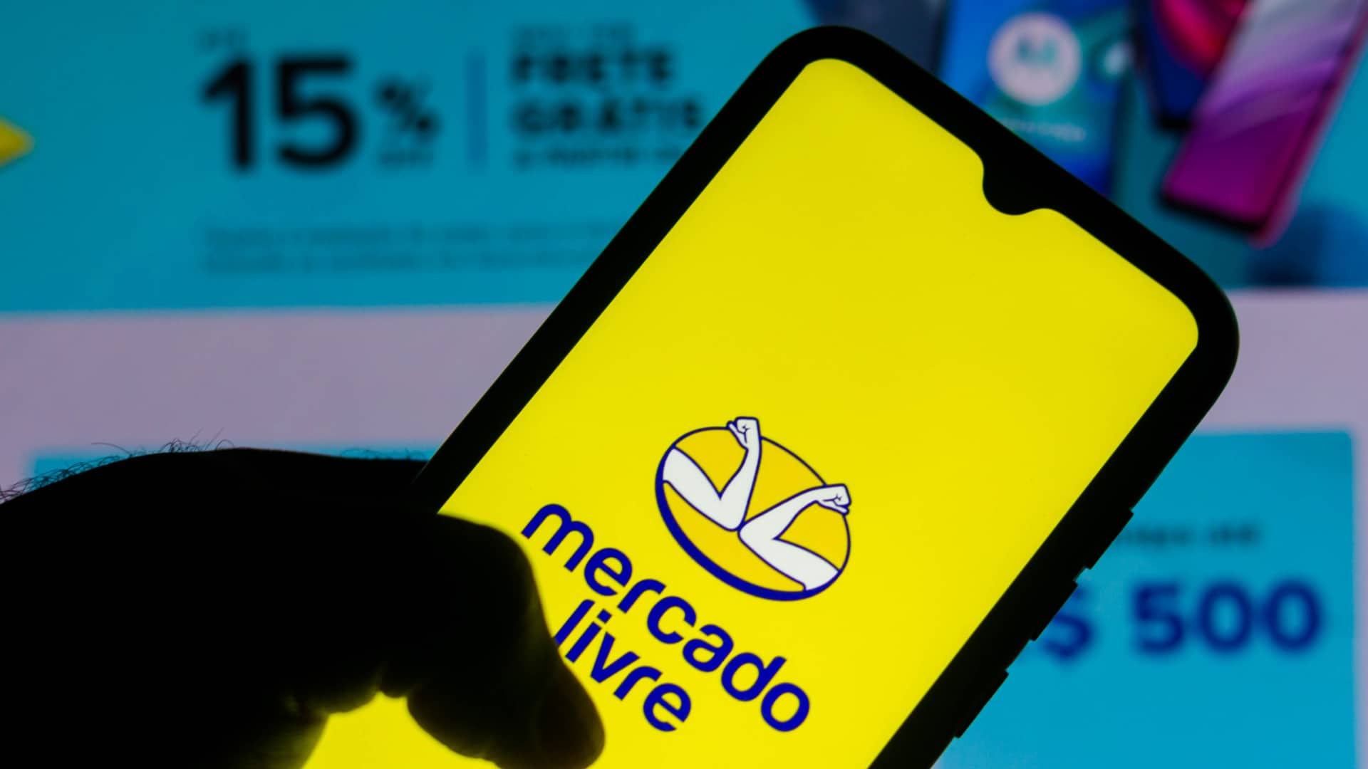 Logo do Mercado Livre exibido em um smartphone
