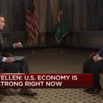 Janet Yellen em conversa com Andrew Sorkin da CNBC. Reprodução.