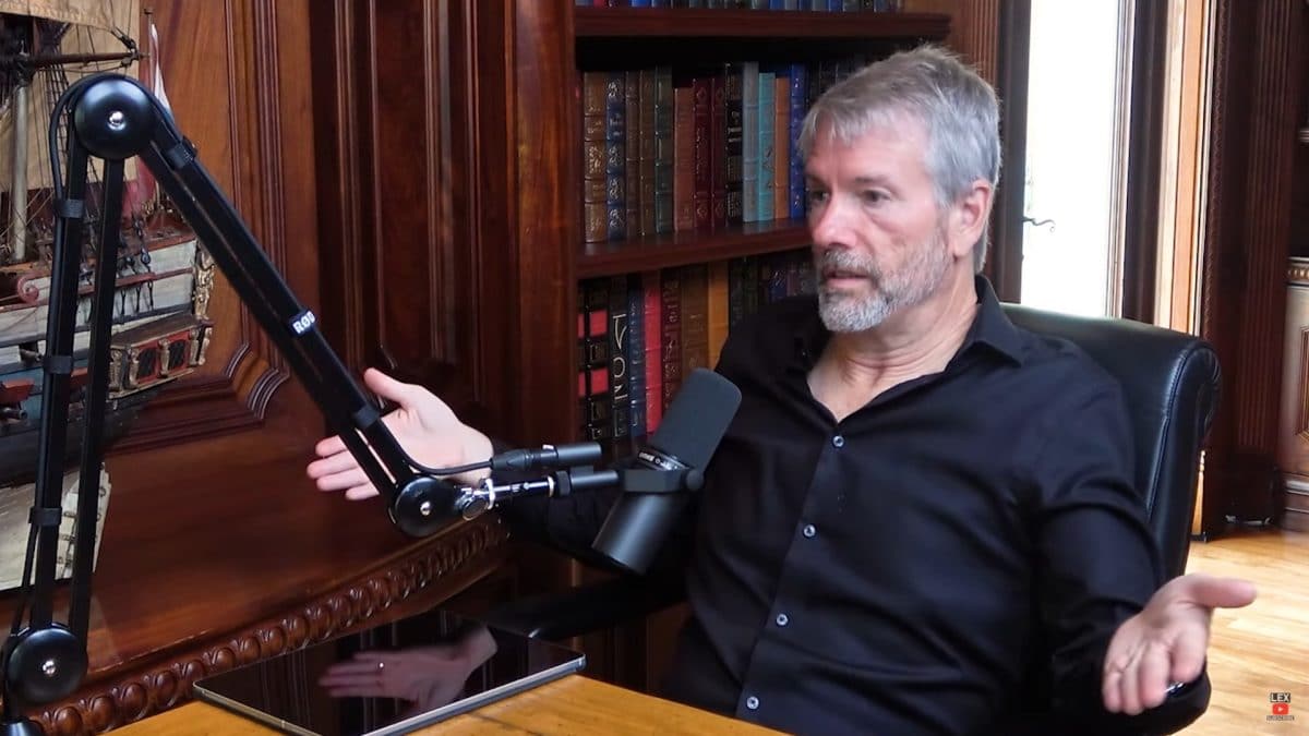 Michael Saylor, fundador da MicroStrategy, em entrevista com Lex Fridman. Fonte: YouTube / Reprodução.