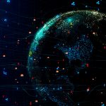 Mundo com diversas criptomoedas.
