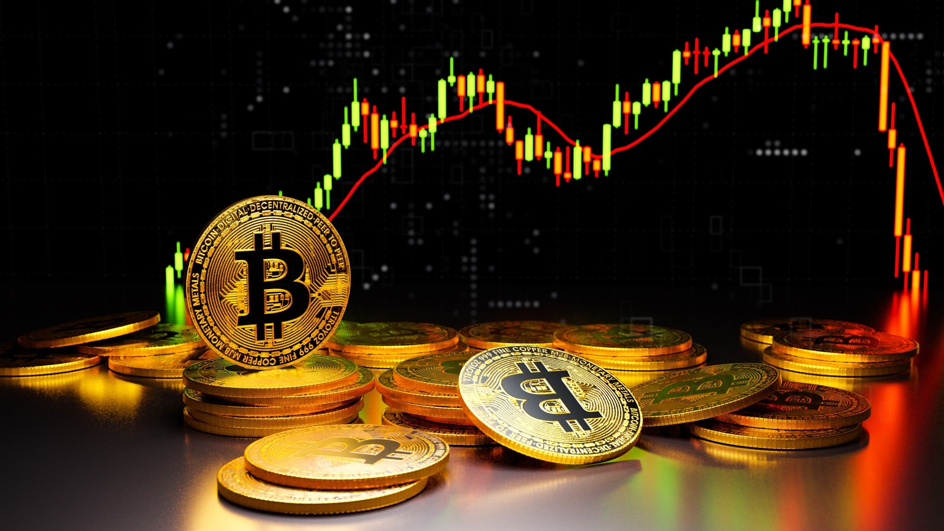 Gráfico de preços do bitcoin em queda