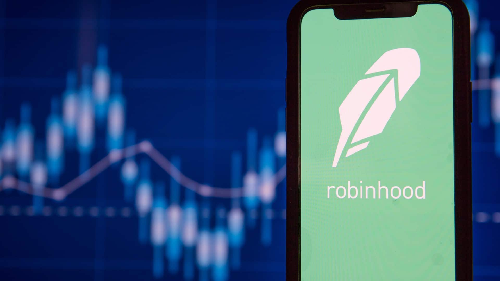 Gráfico de negociações próximo de aplicativo da Robinhood