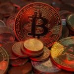 Bitcoin na cor vermelha