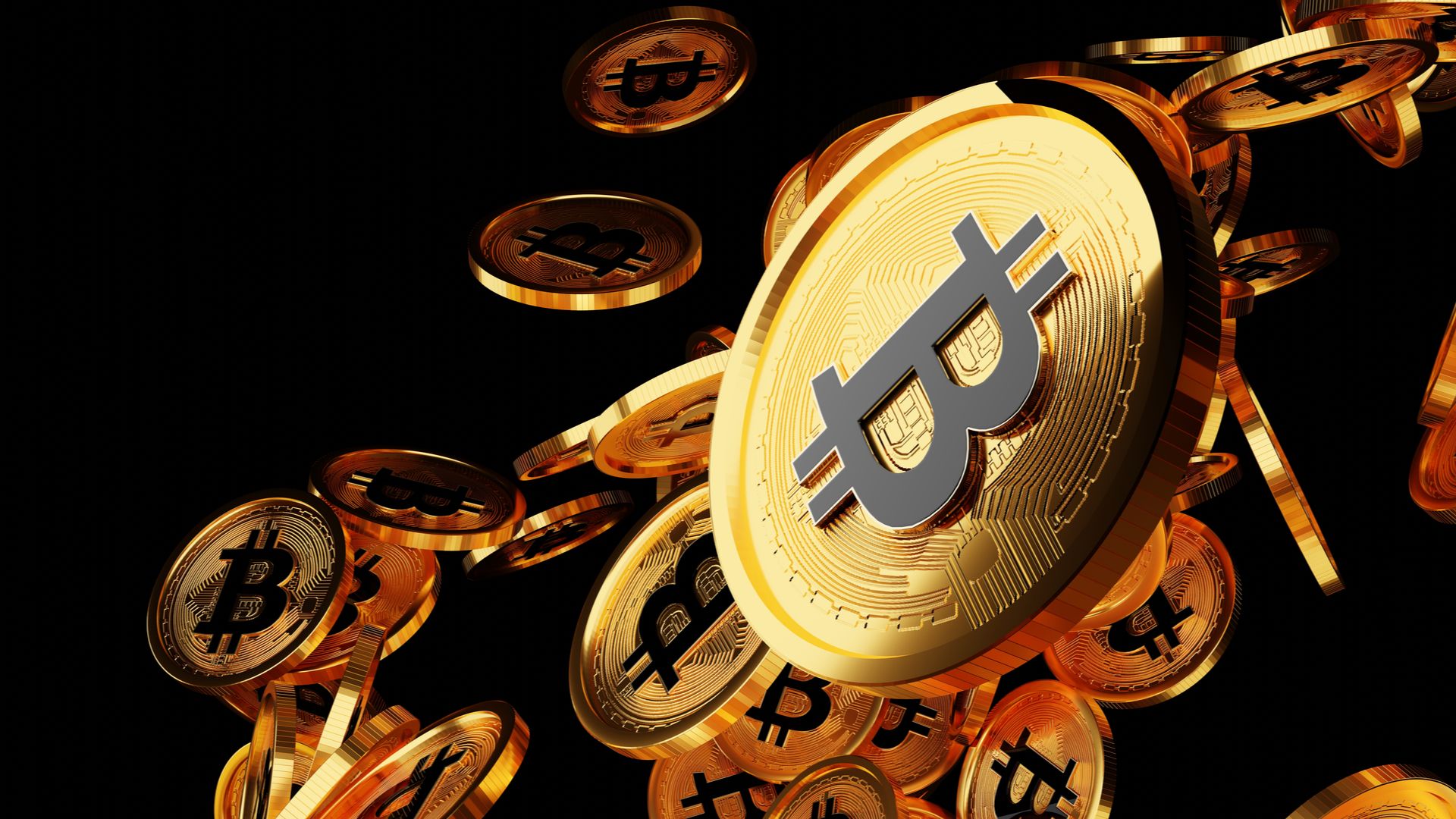 Moedas de bitcoin subindo