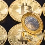 Moeda de 1 real sobre Bitcoins, moeda digital
