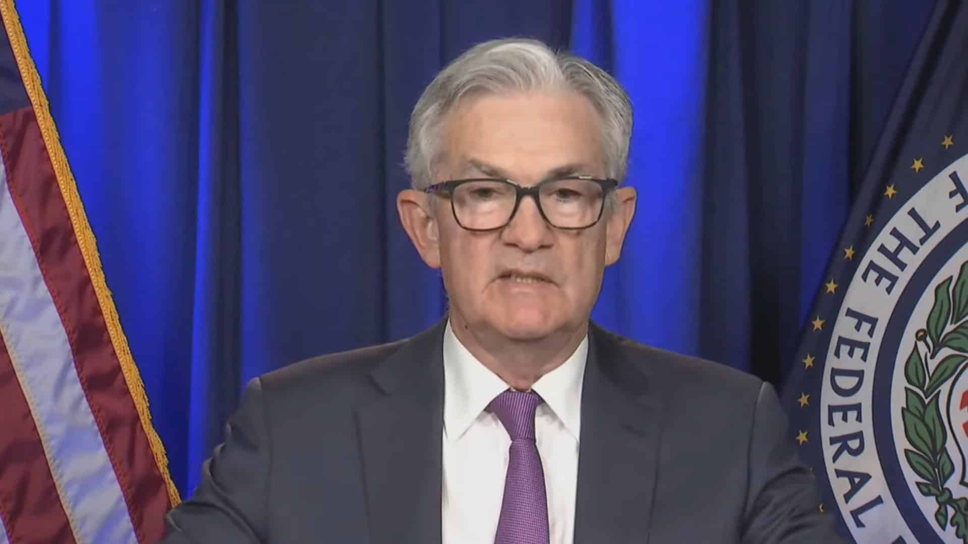Jerome Powell, presidente do Fed, em conferência sobre moedas digitais.