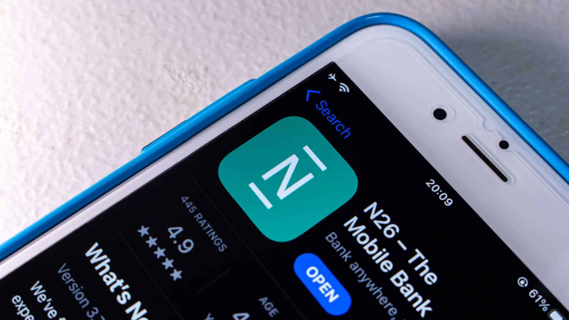 Aplicativo do N26, banco alemão que passará a oferecer criptomoedas a seus clientes.