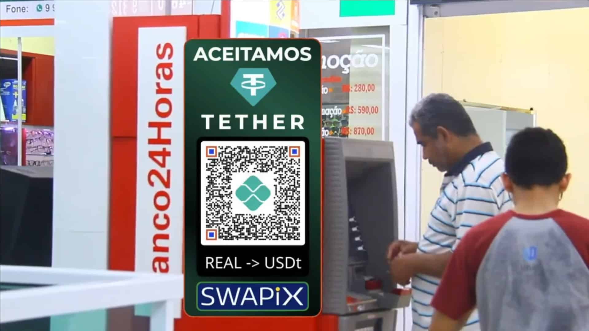 Tether (USDT) estará disponível em mais de 24 mil caixas eletrônicos no Brasil a partir de novembro. Fonte: Twitter/Reprodução.