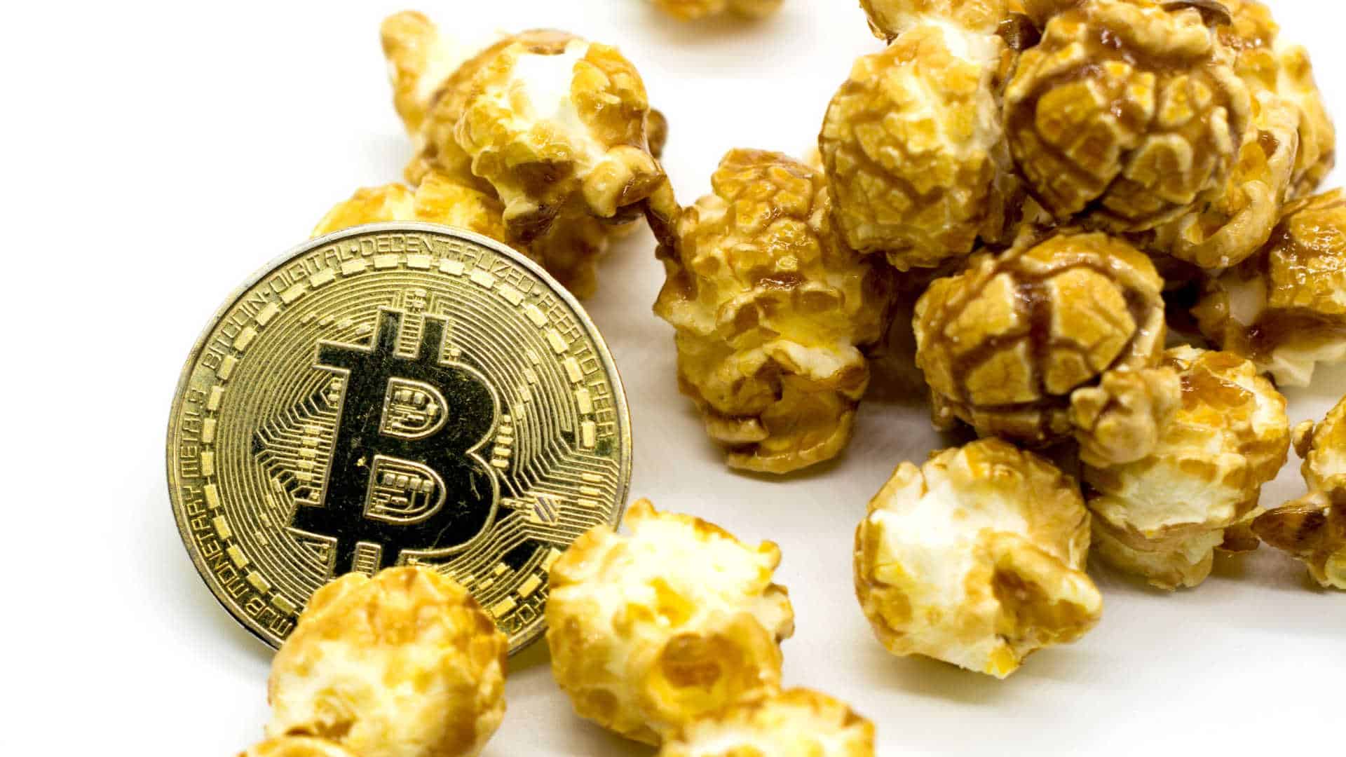 Bitcoin e pipoca caramelizada.