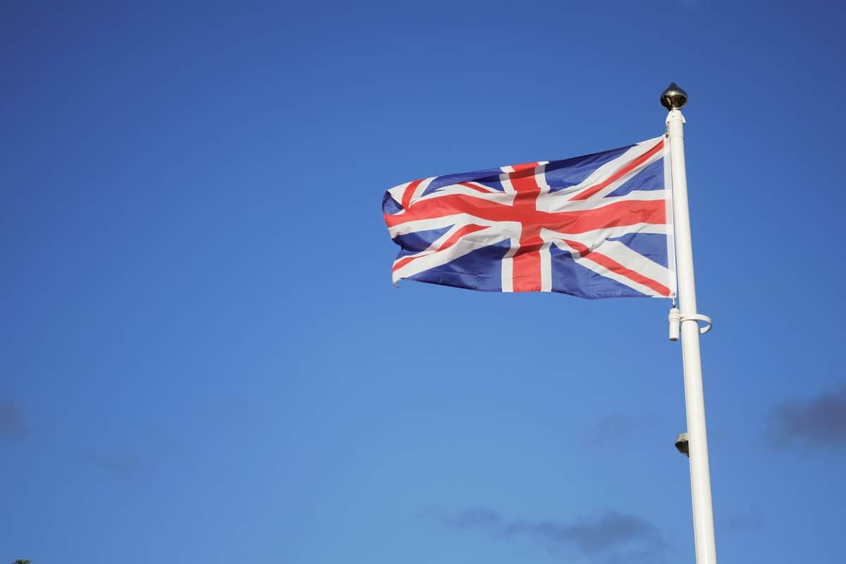 Bandeira do Reino Unido hasteada