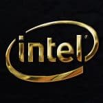 Marca da Intel com símbolo em dourado