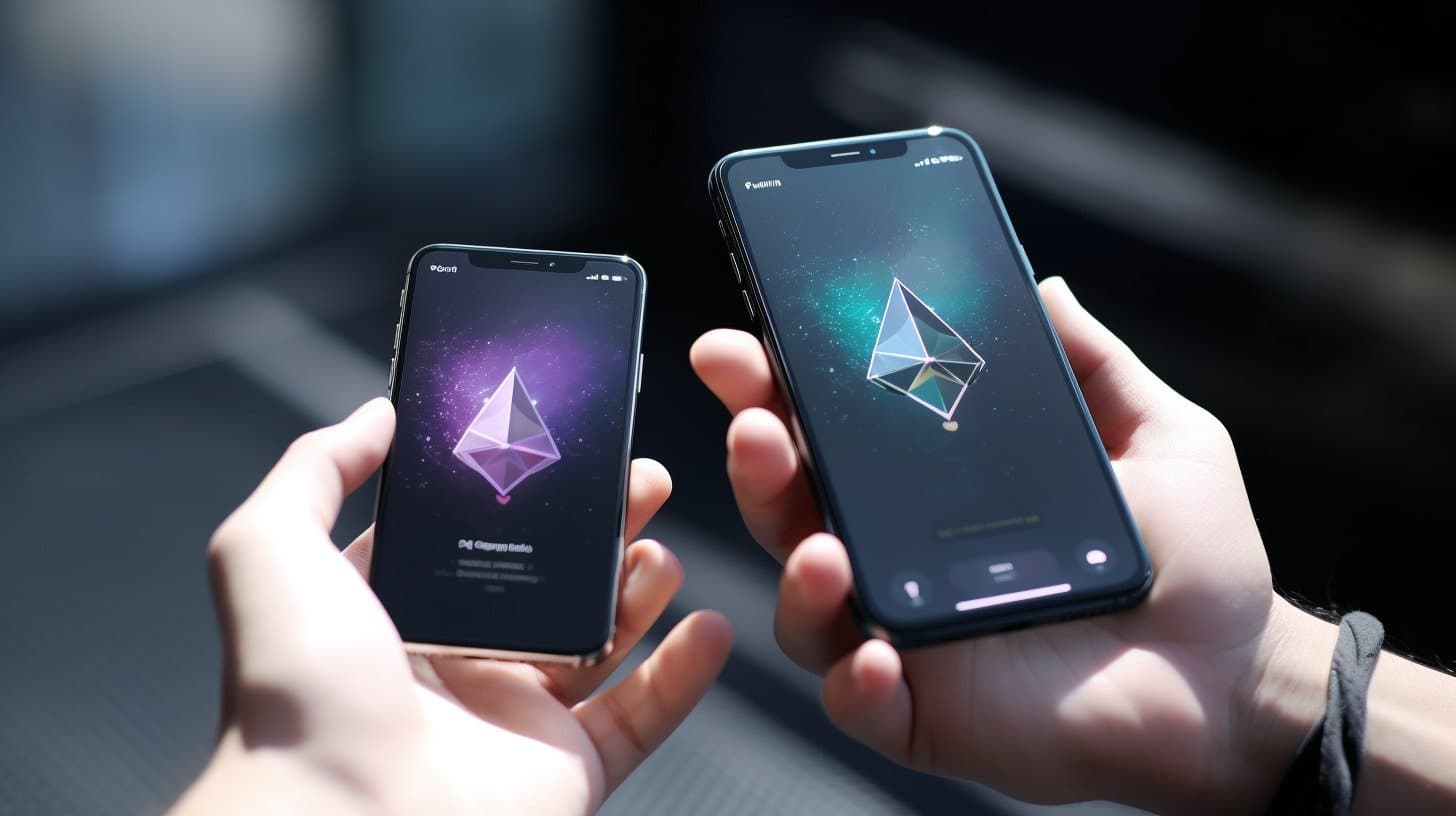 Ethereum em smartphone. Midjourney.