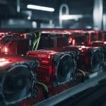 Equipamento de mineração de Bitcoin. Midjourney.