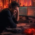 Trader chateado com resultados ruins em investimentos de criptomoedas