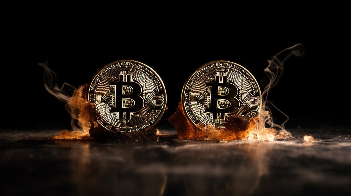 Dois bitcoins. Midjourney.
