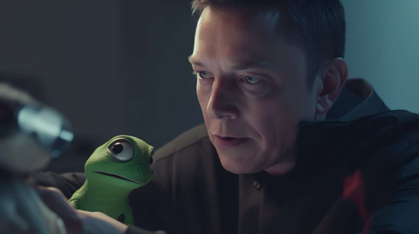 Elon Musk e Pepe. Midjourney.