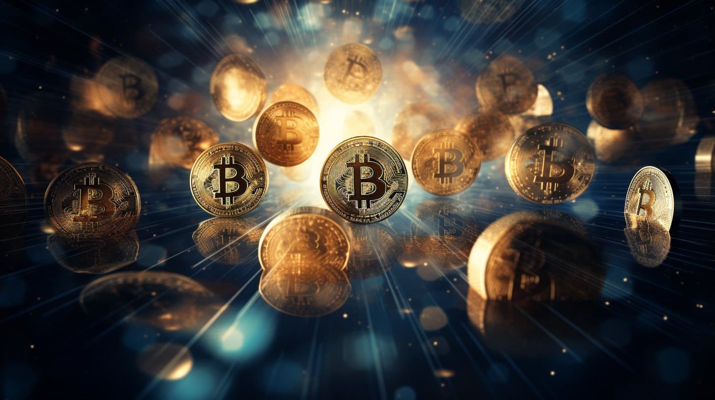 Moedas de bitcoin. Midjourney.