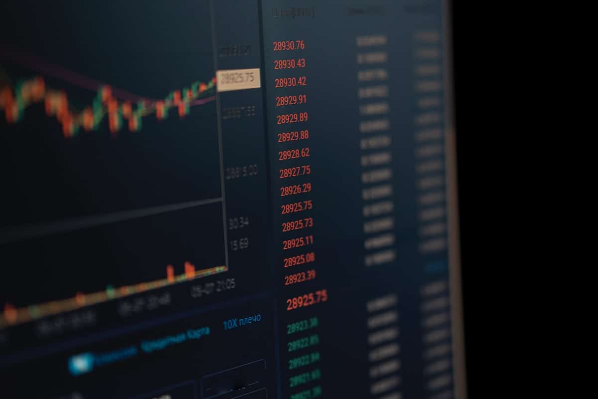 Gráficos de criptomoedas na plataforma da Binance