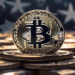 Bitcoin e bandeira dos EUA (Imagem: Livecoins/Midjournal)