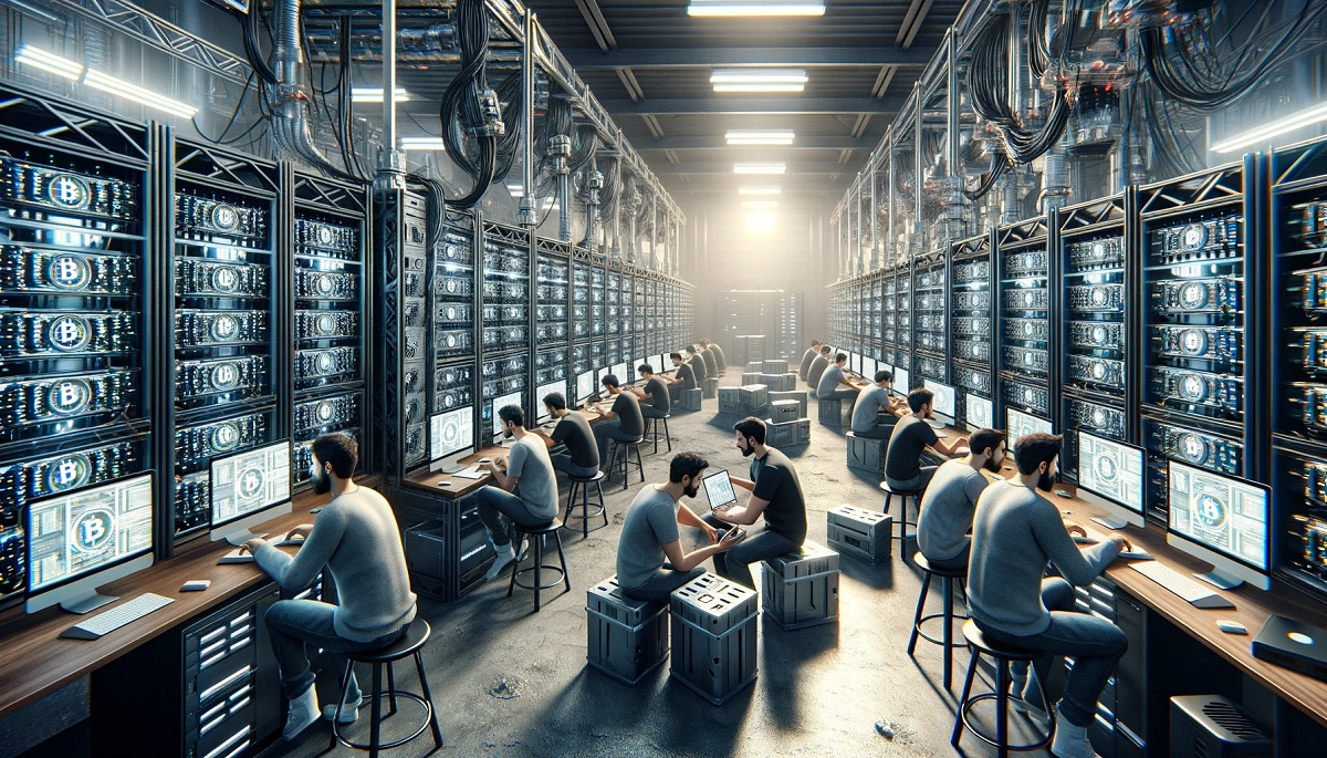 Mineradores vendendo bitcoins (Imagem gerada por AI)